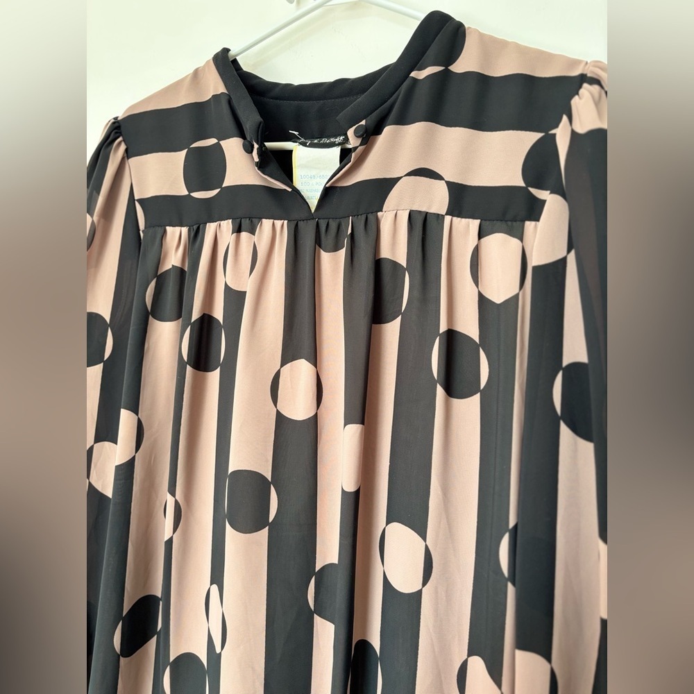 ✨Joseph Ribkoff Vintage Geometric Shift Dress Black & Cream- No Size tag - Picture 6 of 11